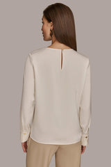 Donna Karan Sweaters And Tops | Women TOP WITH KEYHOLE HARDWARE Ivory