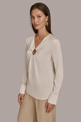 Donna Karan Sweaters And Tops | Women TOP WITH KEYHOLE HARDWARE Ivory