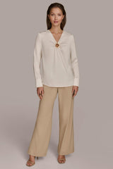 Donna Karan Sweaters And Tops | Women TOP WITH KEYHOLE HARDWARE Ivory
