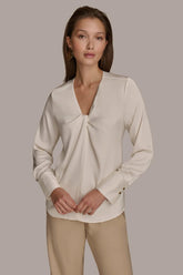 Donna Karan Sweaters And Tops | Women TWIST NECK BLOUSE Ivory
