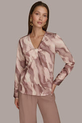 Donna Karan Sweaters And Tops | Women TWIST NECK BLOUSE Mink Combo