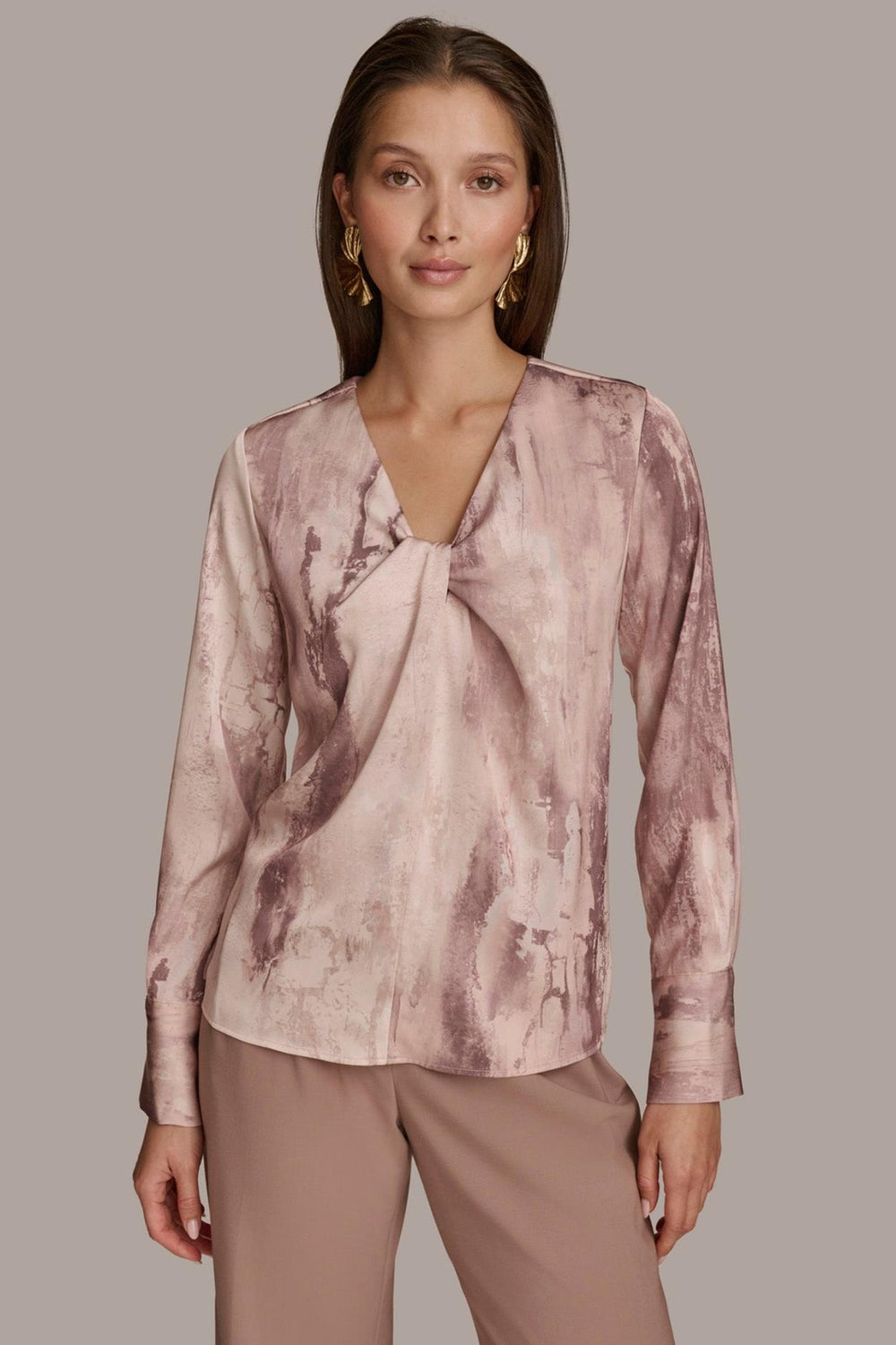 Donna Karan Sweaters And Tops | Women TWIST NECK BLOUSE Mink Multi