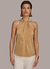 Donna Karan Sweaters And Tops | Women TWIST NECK HALTER TOP Fawn