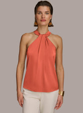 Donna Karan Sweaters And Tops | Women TWIST NECK HALTER TOP Terracotta