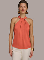 Donna Karan Sweaters And Tops | Women TWIST NECK HALTER TOP Terracotta