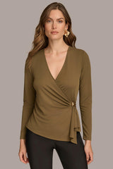 Donna Karan Sweaters And Tops | Women V NECK TOP WITH HARDWARE Beech