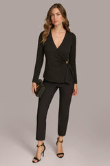 Donna Karan Sweaters And Tops | Women V NECK TOP WITH HARDWARE Black