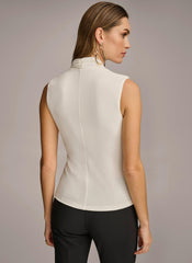 Donna Karan Sweaters And Tops | Women V-NECK WITH HARDWARE AND RUCHED DETAIL Cream