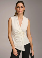 Donna Karan Sweaters And Tops | Women V-NECK WITH HARDWARE AND RUCHED DETAIL Cream