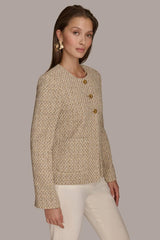 Donna Karan Blazers | Women BUTTON JACKET Ivory/gold