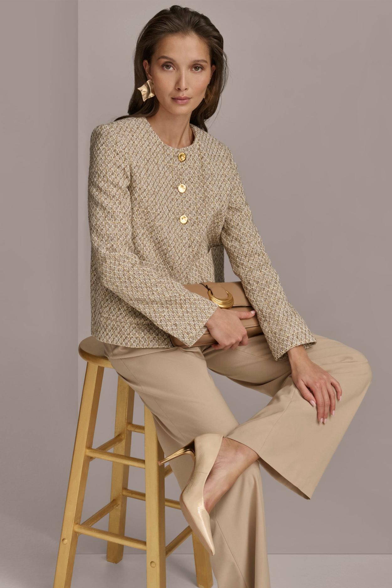 Donna Karan Blazers | Women BUTTON JACKET Ivory/gold