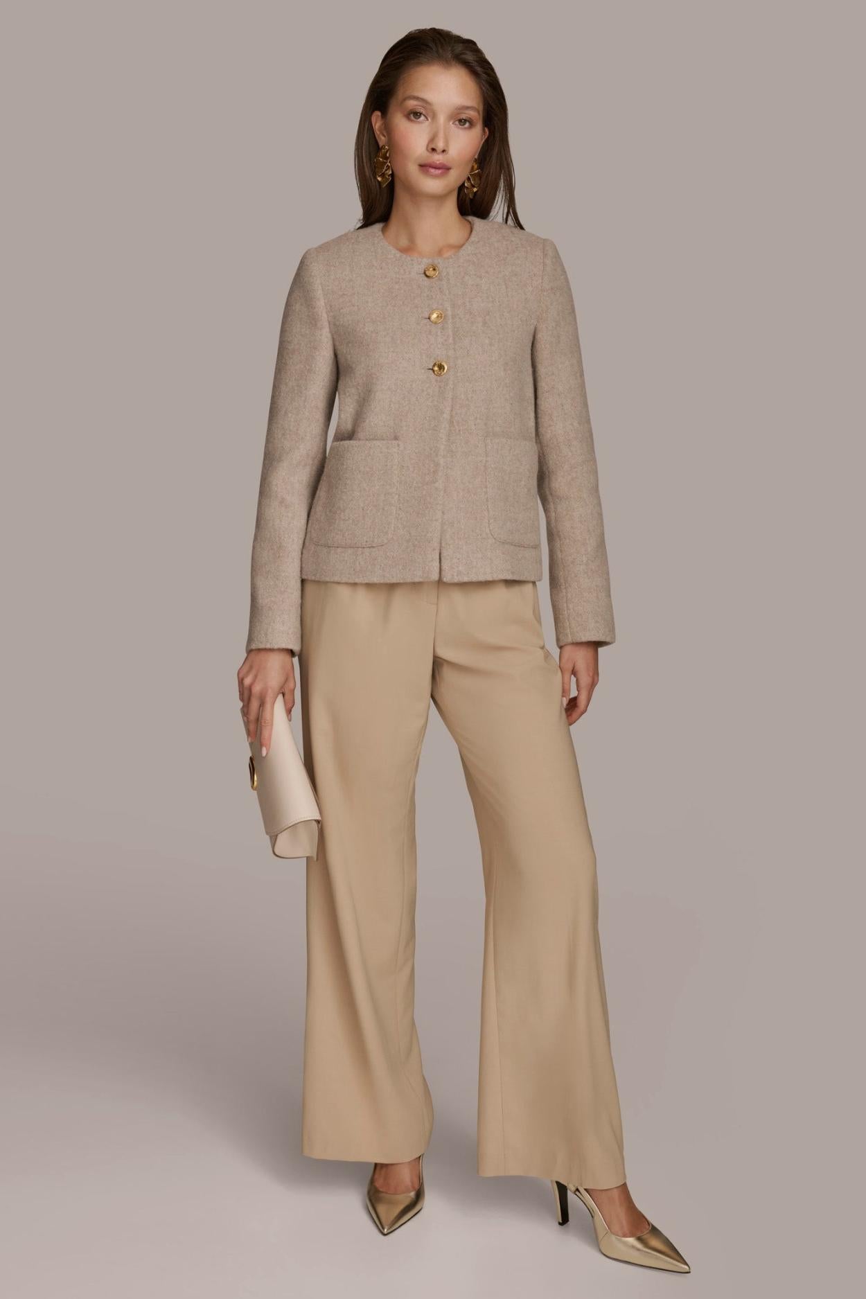 Donna Karan Blazers | Women BUTTON JACKET WITH POCKETS Beige