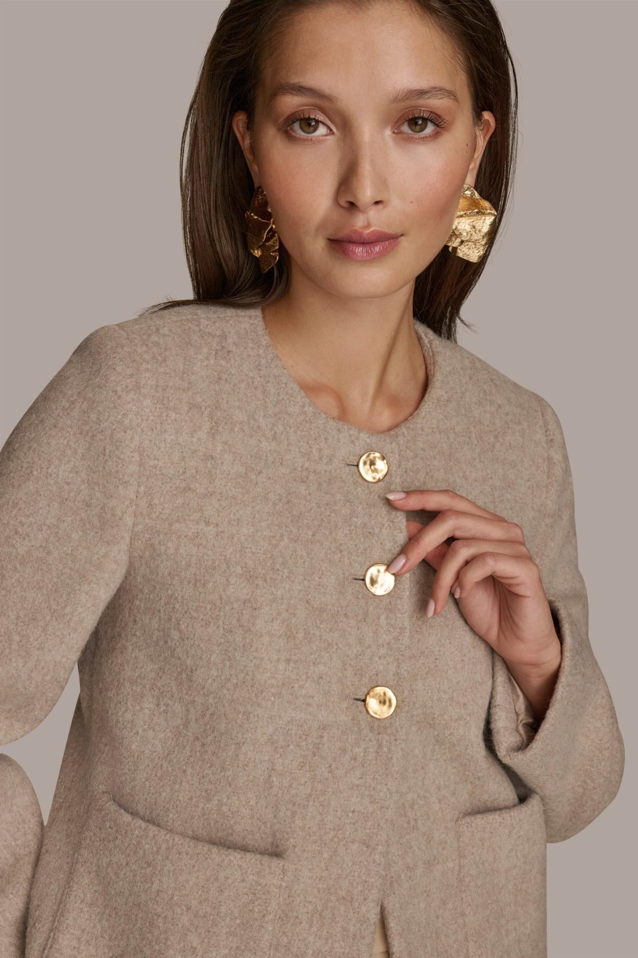 Donna Karan Blazers | Women BUTTON JACKET WITH POCKETS Beige