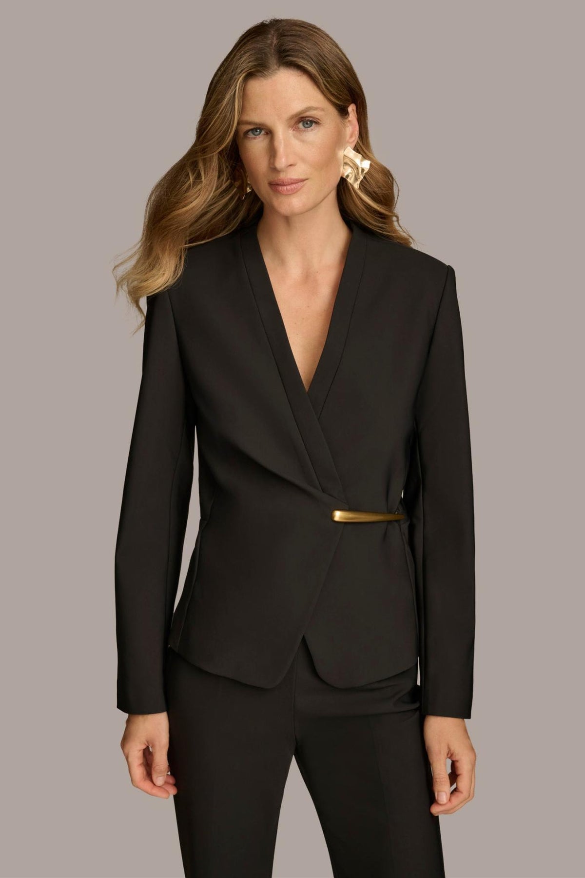 Donna Karan Blazers | Women COLLARLESS WRAP BLAZER Black
