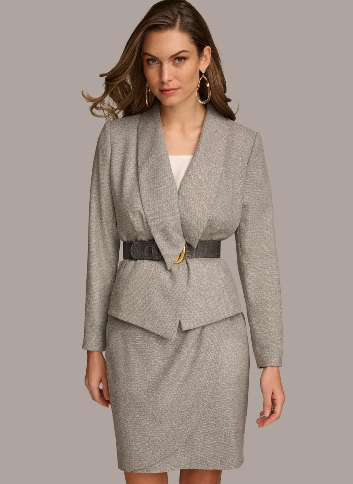 Donna Karan Blazers | Women NOVELTY BELTED JACKET Pearl/cream