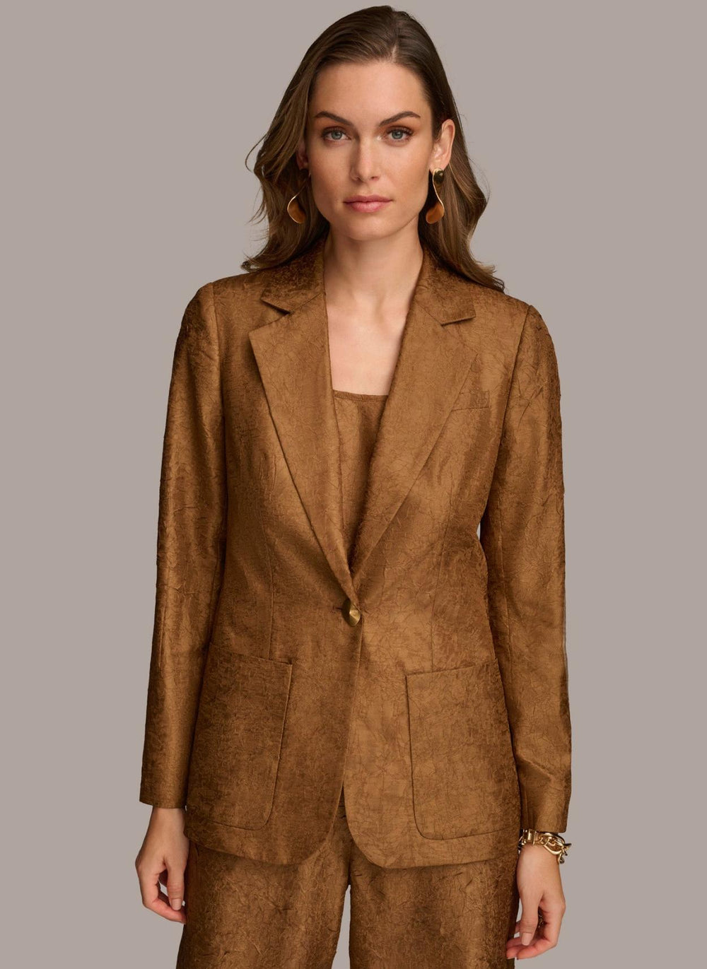Donna Karan Blazers | Women NOVELTY ONE BUTTON JACKET Bronze