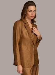 Donna Karan Blazers | Women NOVELTY ONE BUTTON JACKET Bronze
