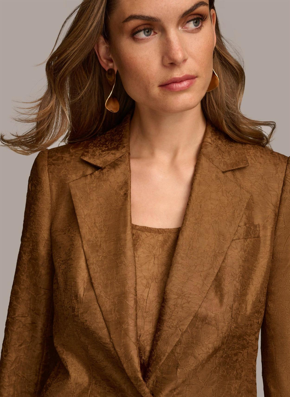 Donna Karan Blazers | Women NOVELTY ONE BUTTON JACKET Bronze
