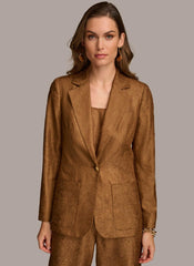 Donna Karan Blazers | Women NOVELTY ONE BUTTON JACKET Bronze