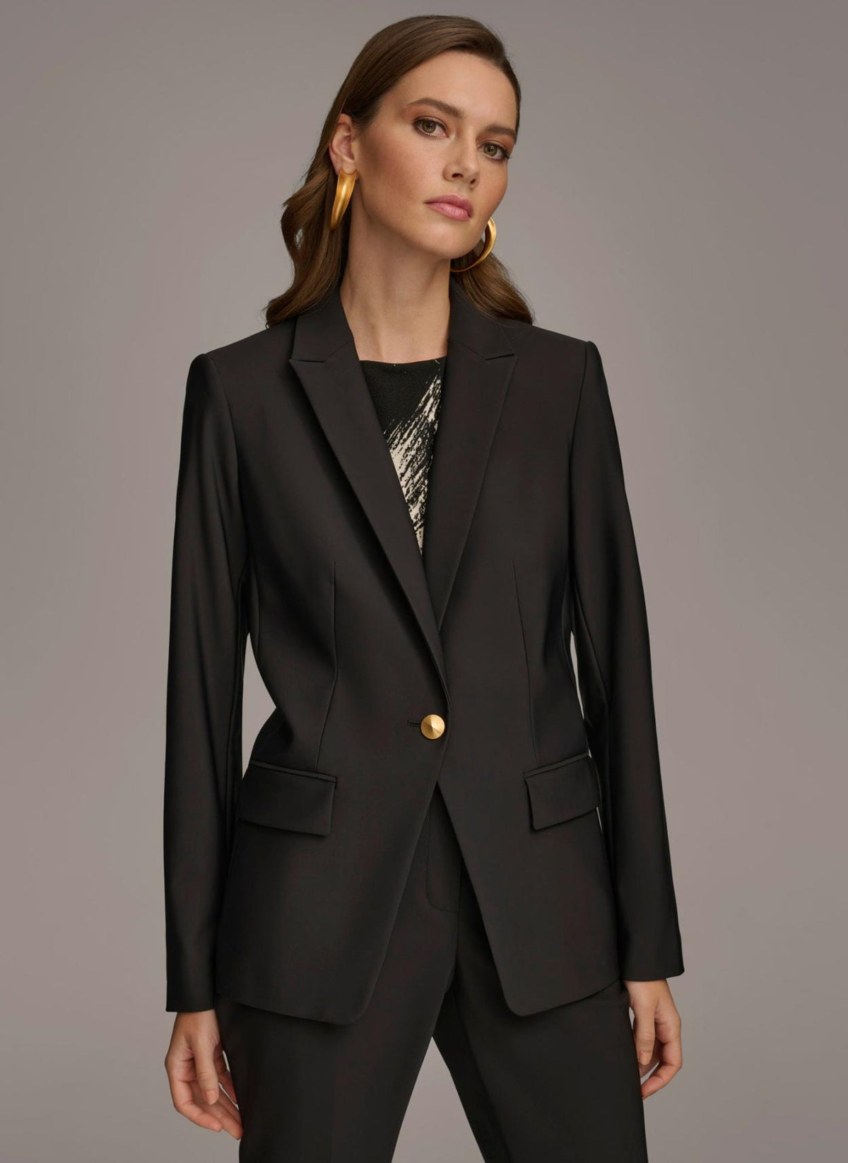 Donna Karan Blazers | Women ONE BUTTON JACKET Black