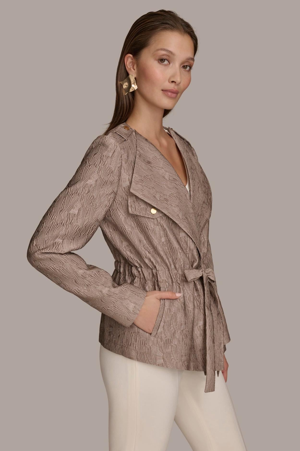 Donna Karan Blazers | Women TEXTURED JACKET WITH TIE BELT Mink