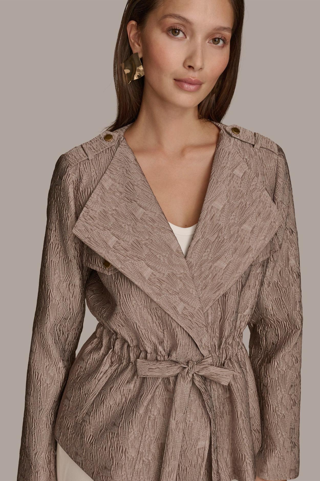 Donna Karan Blazers | Women TEXTURED JACKET WITH TIE BELT Mink