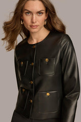 Donna Karan Coats And Jackets | Women BOXY JACKET WITH GOLD BUTTONS Black