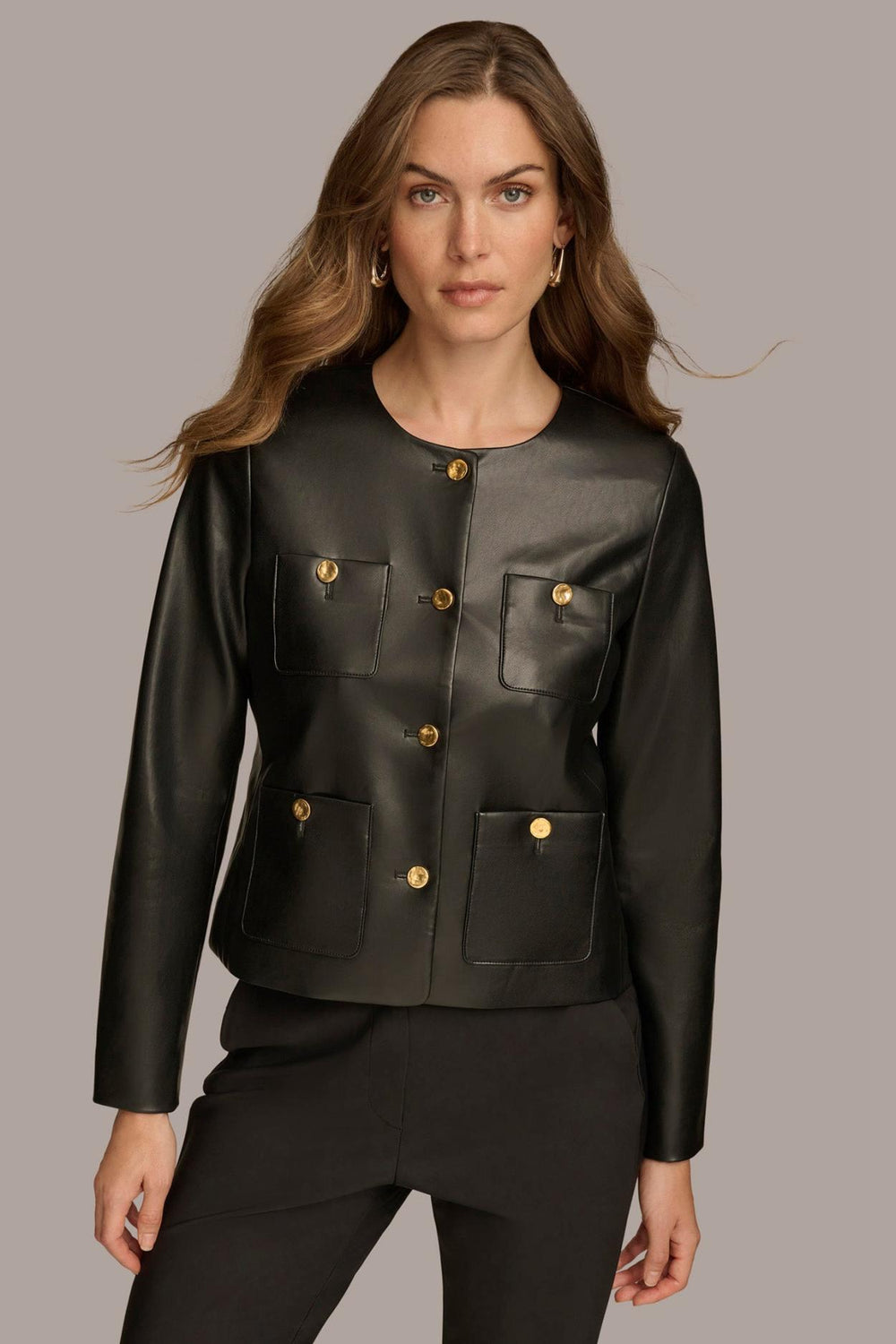 Donna Karan Coats And Jackets | Women BOXY JACKET WITH GOLD BUTTONS Black