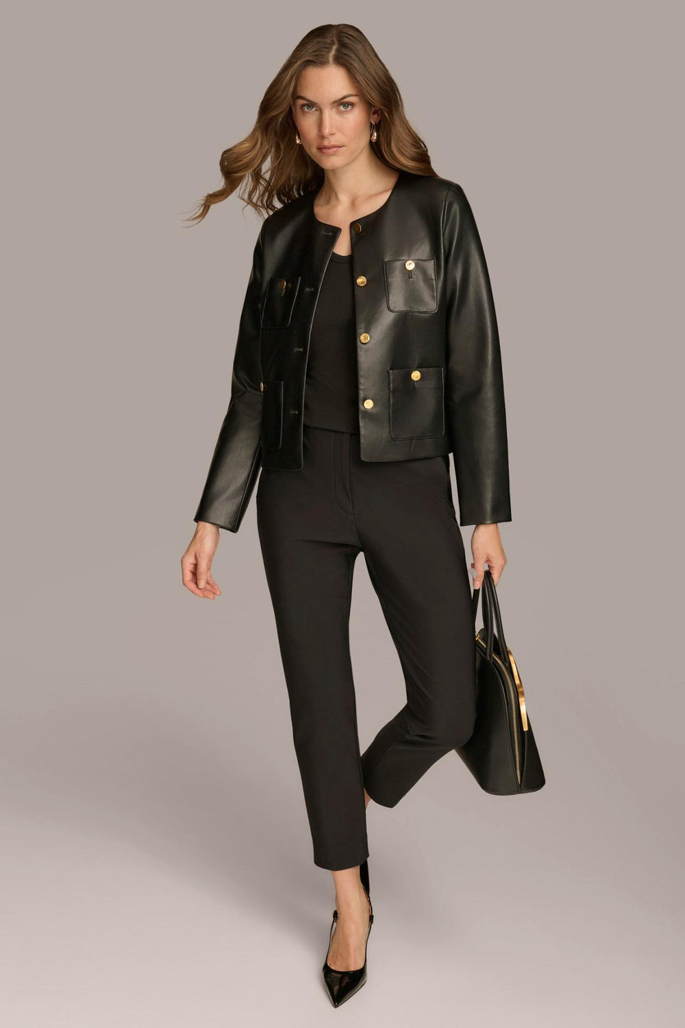 Donna Karan Coats And Jackets | Women BOXY JACKET WITH GOLD BUTTONS Black