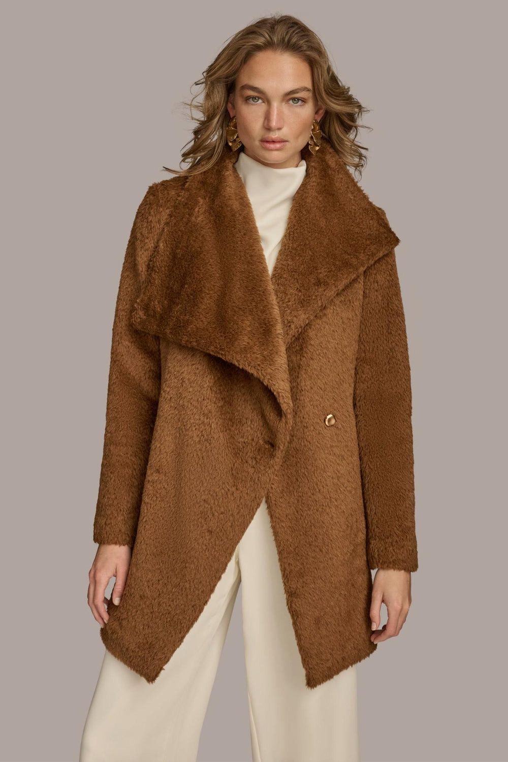 Donna Karan Coats And Jackets | Women FAUX FUR JACKET Tobacco