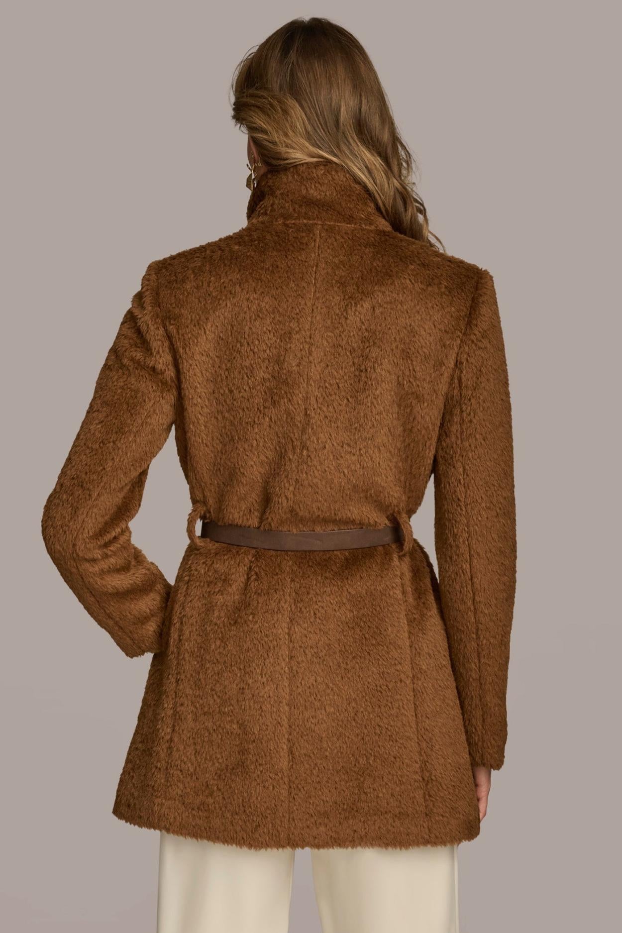 Donna Karan Coats And Jackets | Women FAUX FUR JACKET Tobacco