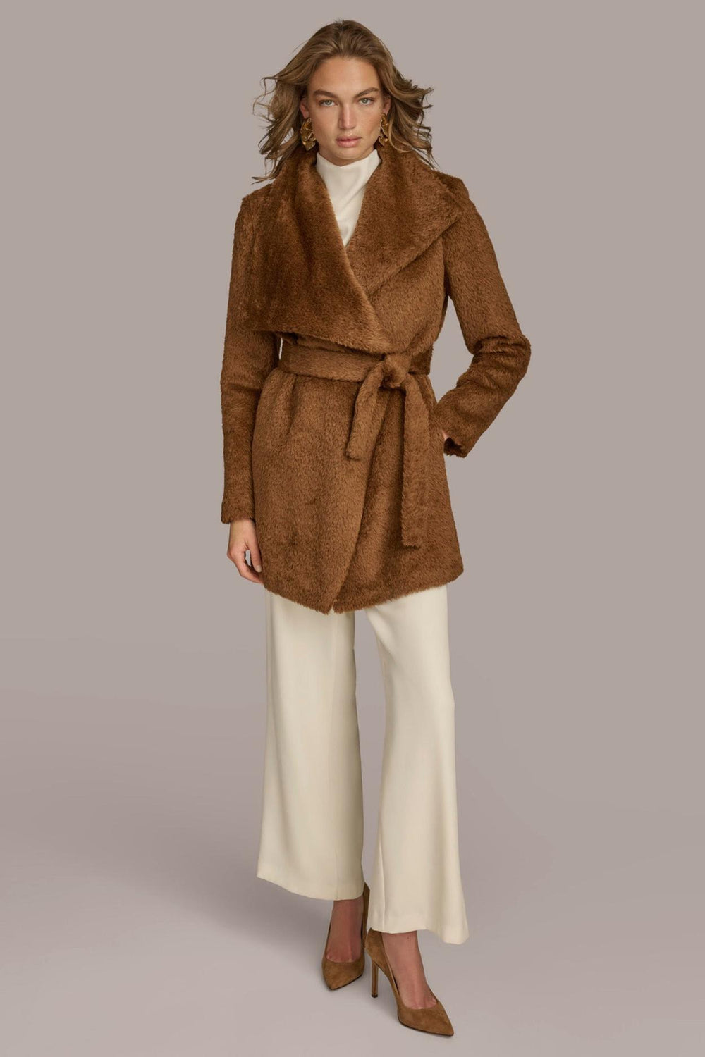 Donna Karan Coats And Jackets | Women FAUX FUR JACKET Tobacco