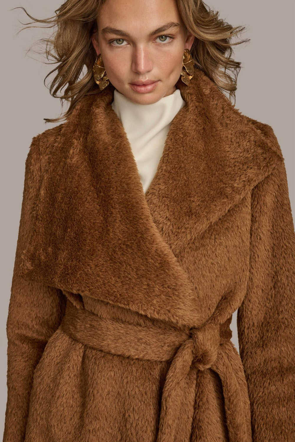 Donna Karan Coats And Jackets | Women FAUX FUR JACKET Tobacco