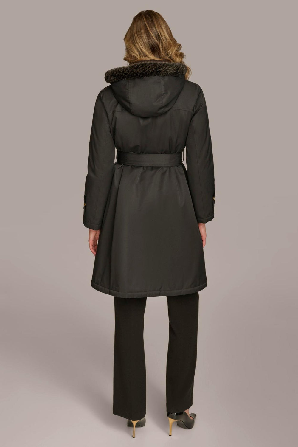 Donna Karan Coats And Jackets | Women FAUX FUR TRIM LINED RAIN COAT Black