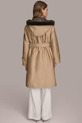 Donna Karan Coats And Jackets | Women FAUX FUR TRIM LINED RAIN COAT Khaki