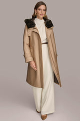 Donna Karan Coats And Jackets | Women FAUX FUR TRIM LINED RAIN COAT Khaki