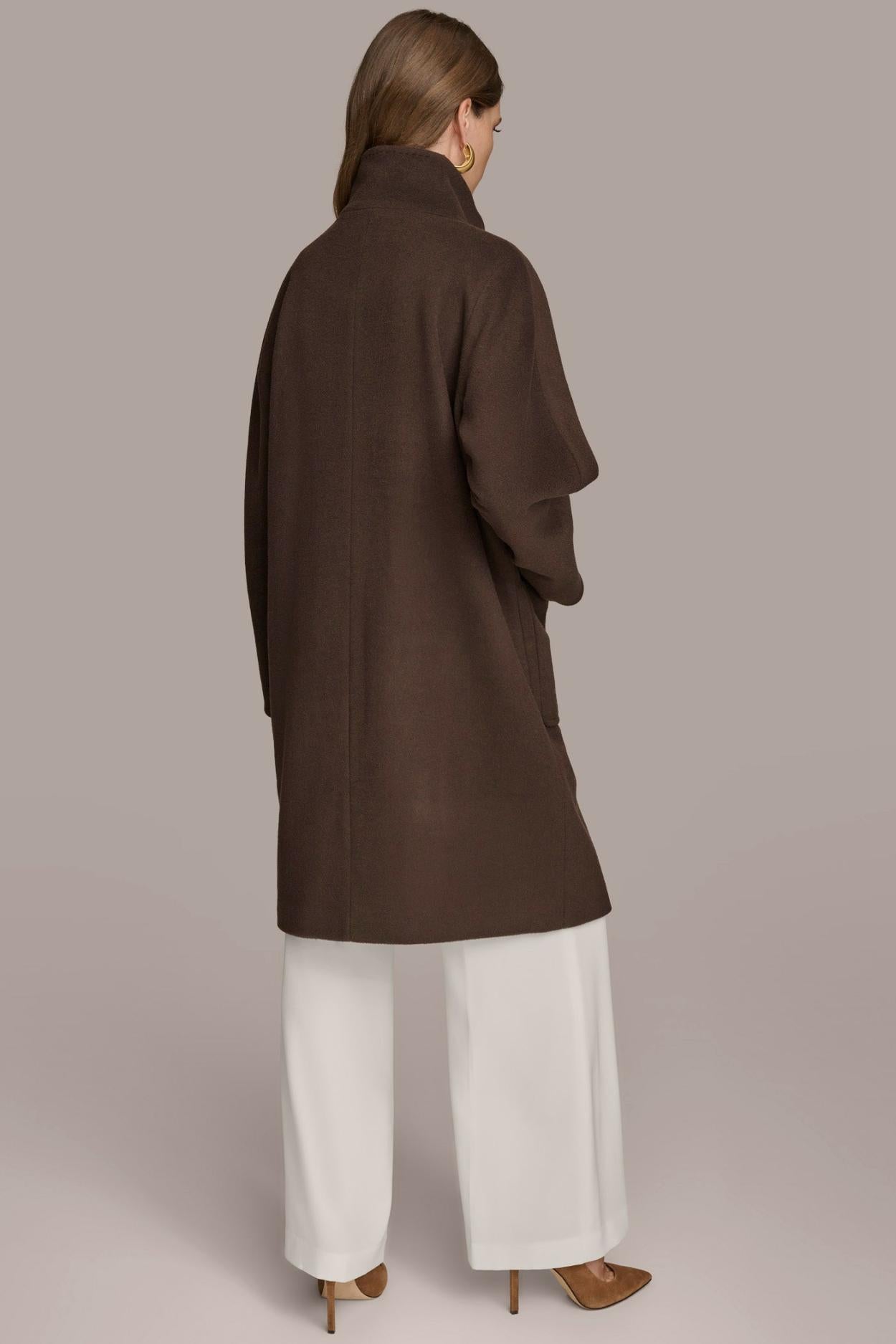 Donna Karan Coats And Jackets | Women FUNNEL NECK COAT Brown