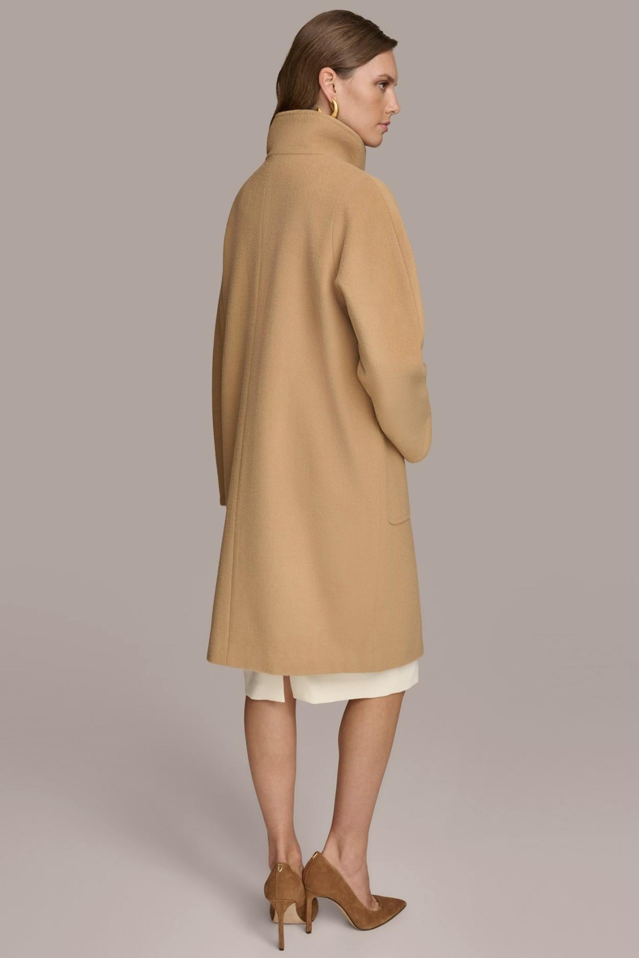 Donna Karan Coats And Jackets | Women FUNNEL NECK COAT Camel