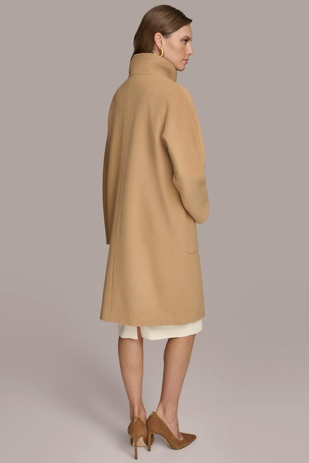 Donna Karan Coats And Jackets | Women FUNNEL NECK COAT Camel