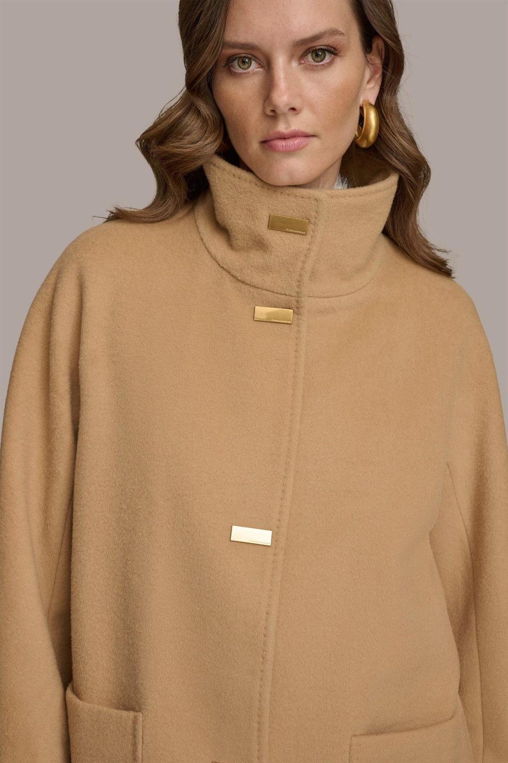 Donna Karan Coats And Jackets | Women FUNNEL NECK COAT Camel