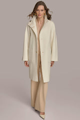 Donna Karan Coats And Jackets | Women FUNNEL NECK COAT Ivory