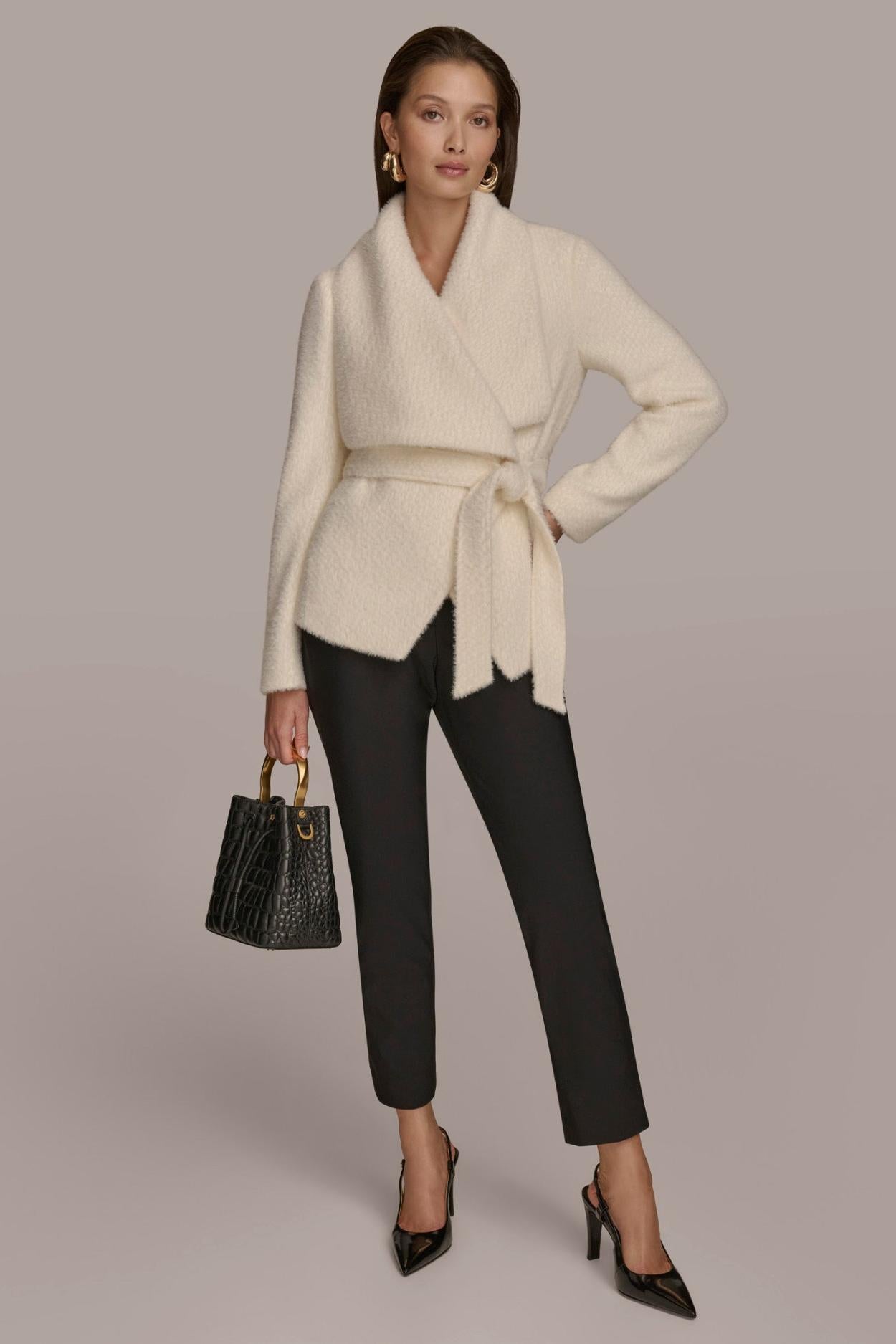 Donna Karan Coats And Jackets | Women JACQUARD WRAP JACKET Ivory