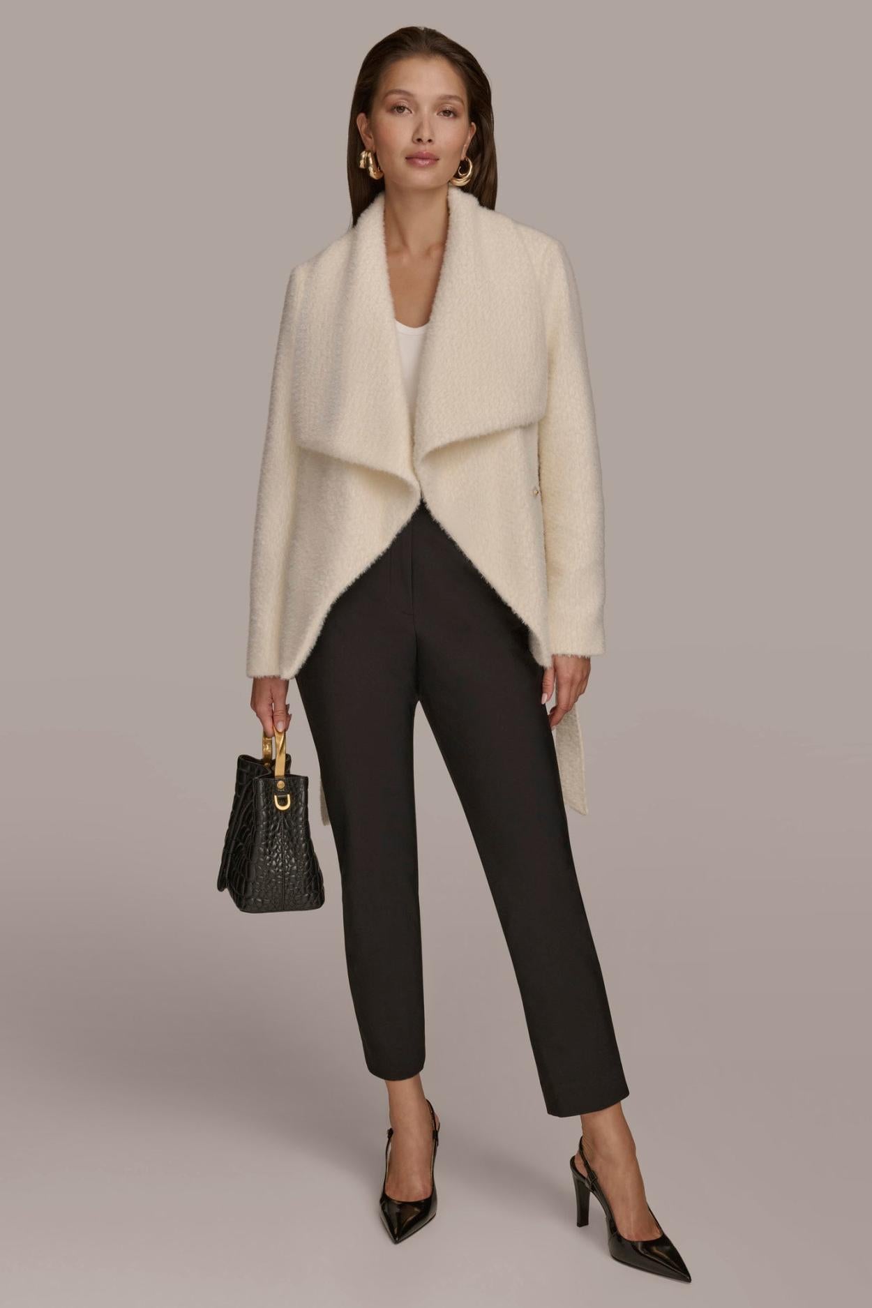Donna Karan Coats And Jackets | Women JACQUARD WRAP JACKET Ivory
