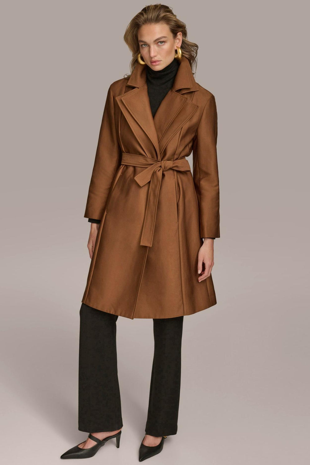 Donna Karan Coats And Jackets | Women LAYERED EFFECT COAT Tobacco