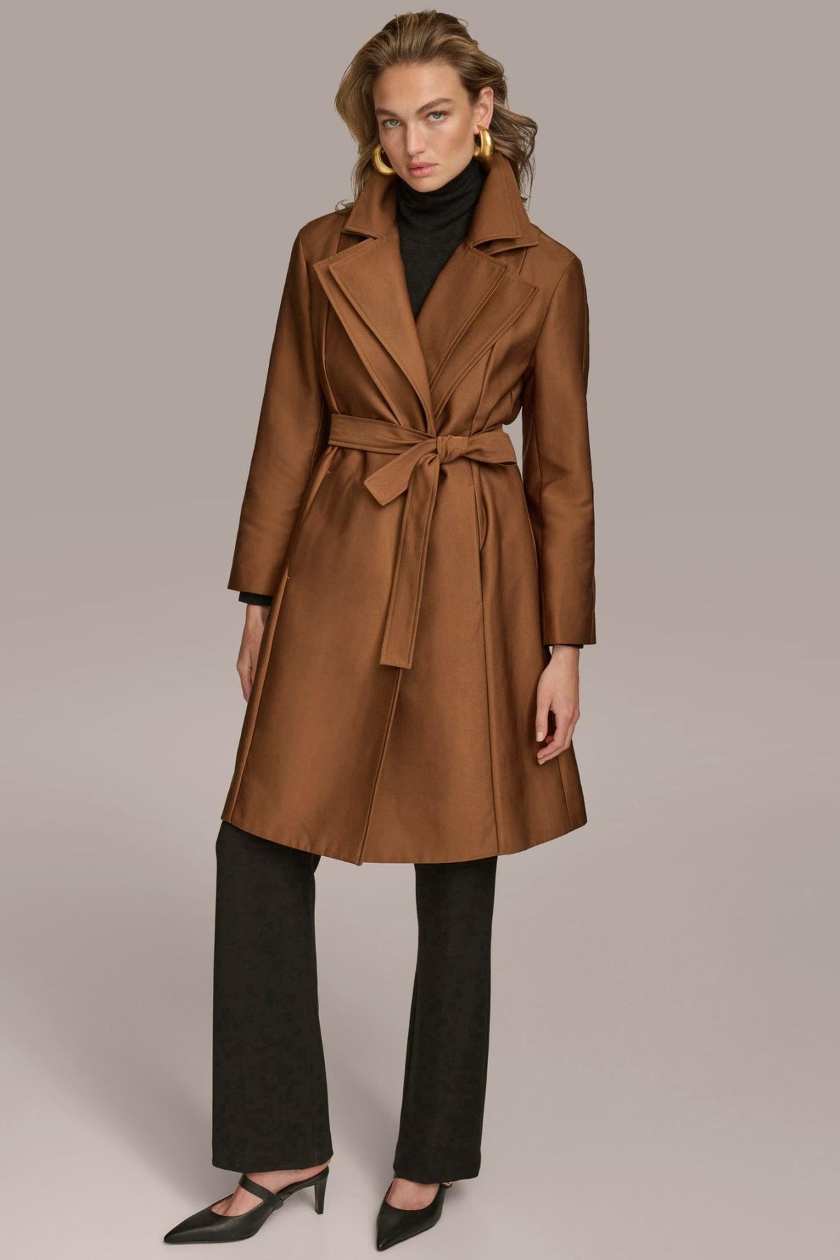 Donna Karan Coats And Jackets | Women LAYERED EFFECT COAT Tobacco