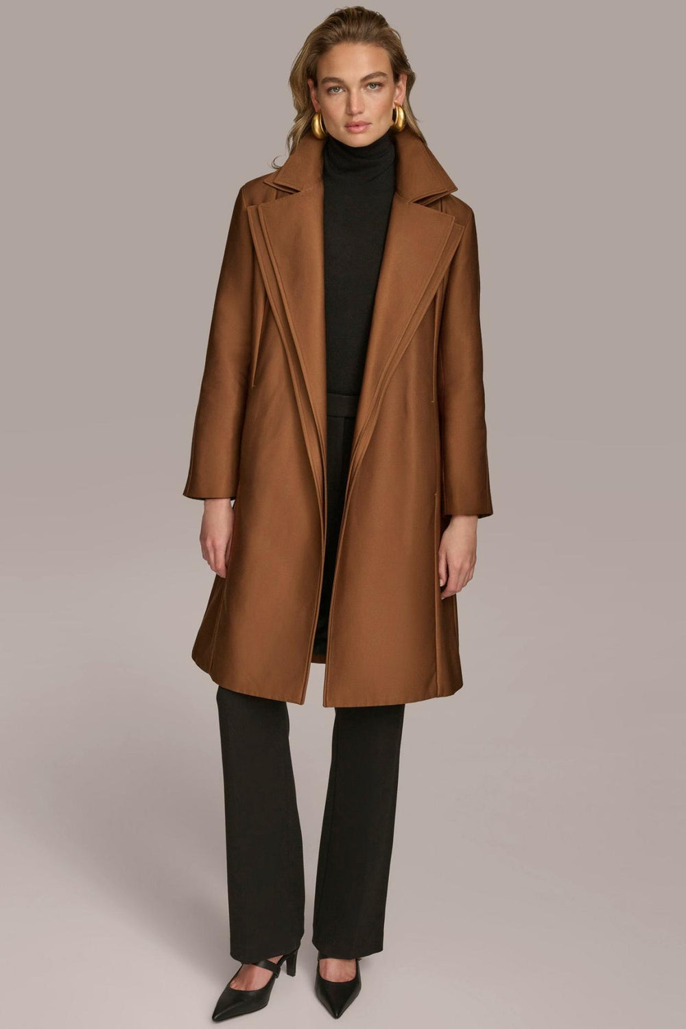Donna Karan Coats And Jackets | Women LAYERED EFFECT COAT Tobacco