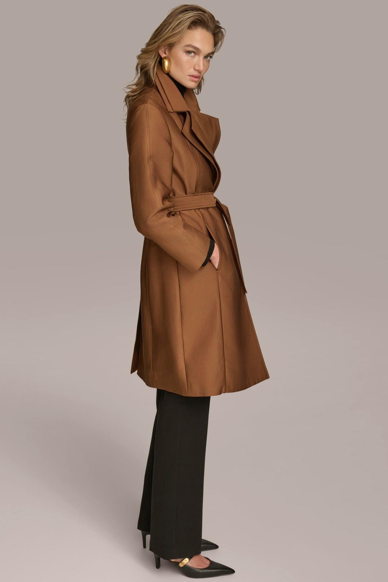 Donna Karan Coats And Jackets | Women LAYERED EFFECT COAT Tobacco