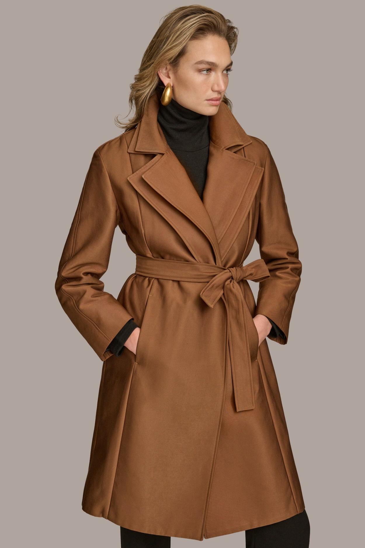 Donna Karan Coats And Jackets | Women LAYERED EFFECT COAT Tobacco