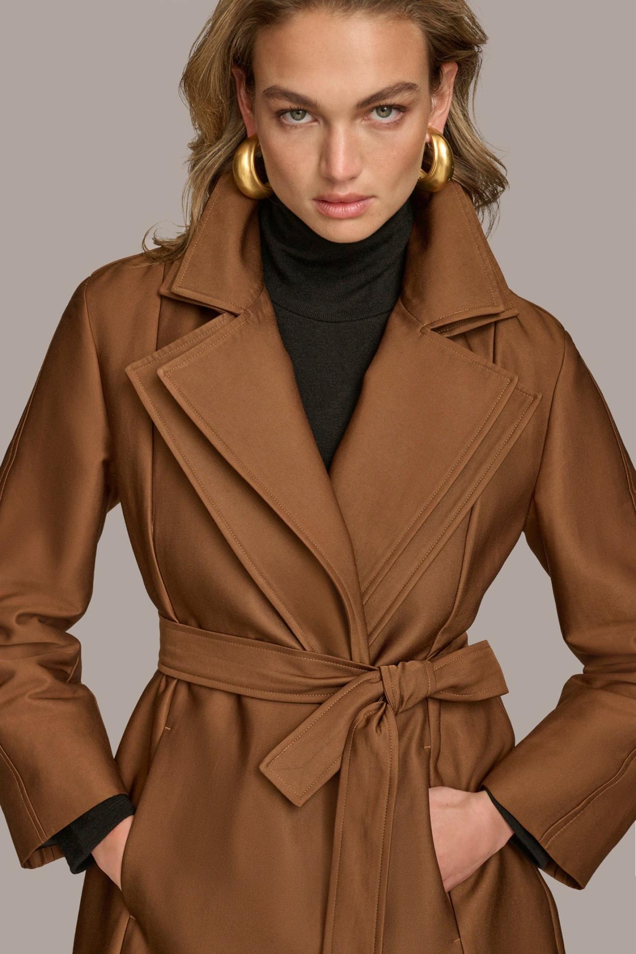 Donna Karan Coats And Jackets | Women LAYERED EFFECT COAT Tobacco