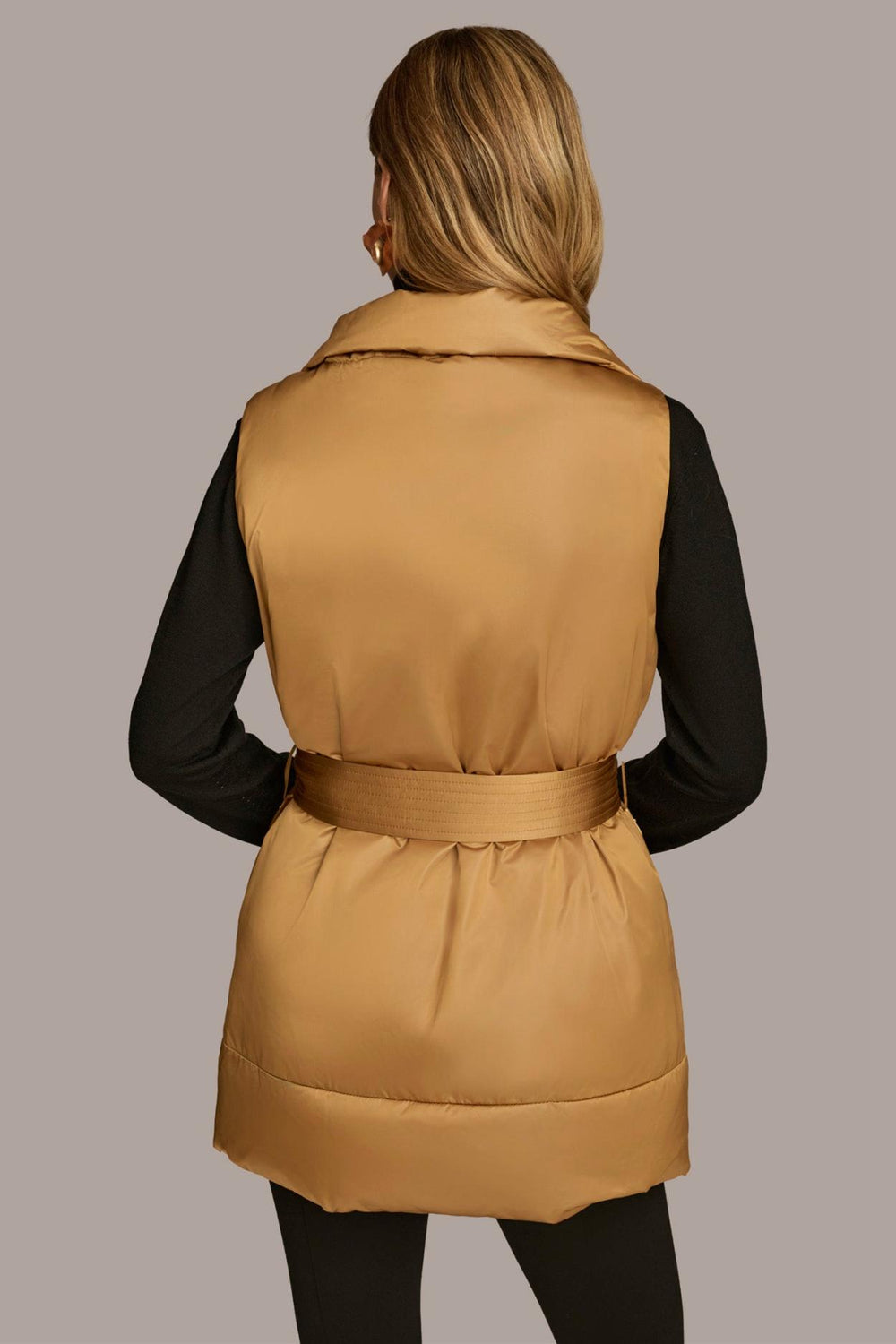 Donna Karan Coats And Jackets | Women LONG BELTED PUFFR VEST Antique Gold